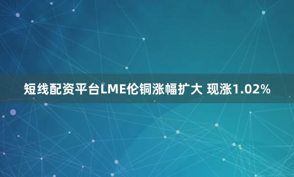短线配资平台LME伦铜涨幅扩大 现涨1.02%